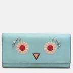 Fendi Blue Leather Embellished Wallet On Chain