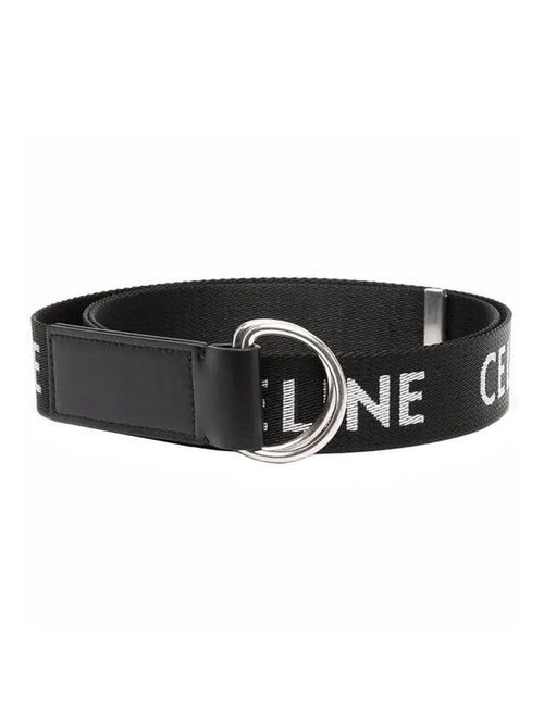 CELINE Medium Double Ring Jacquard Leather Belt Black