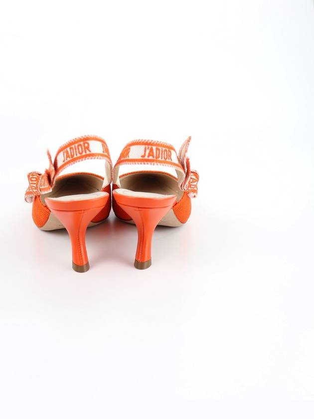 J'adior Embroidered Cotton Slingback Heels Orange Dior