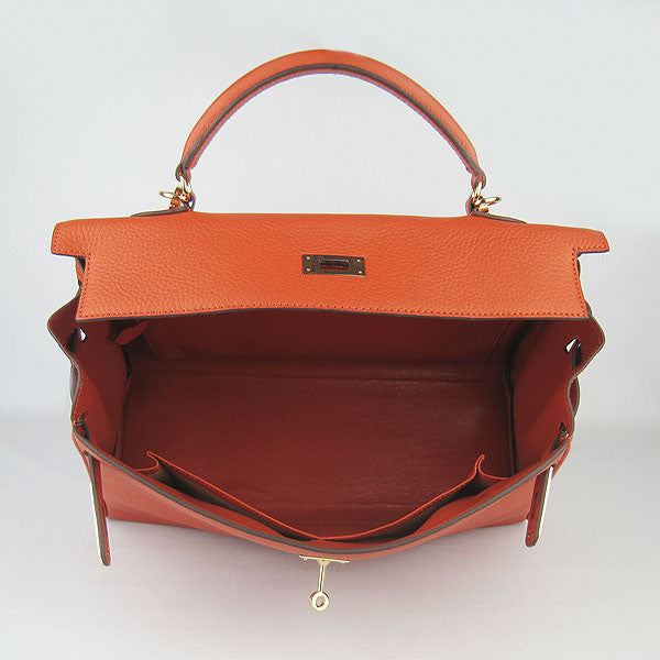 Hermes Kelly 35cm Togo Leather Handbag Orange/Golden