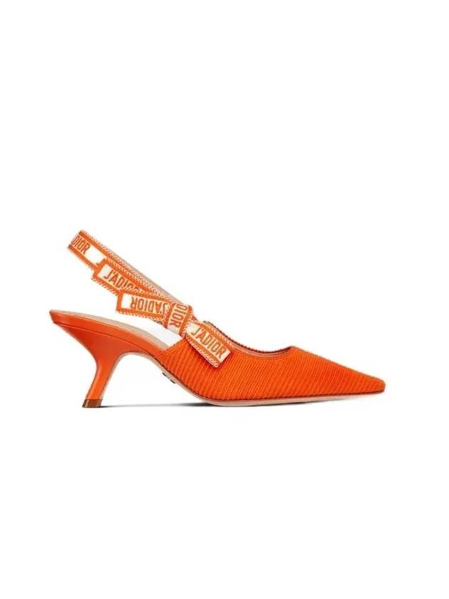 J'adior Embroidered Cotton Slingback Heels Orange Dior