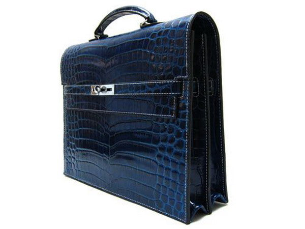 Hermes Briefcases H1053 Unisex Briefcase Blue Handbag
