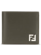 Fendi FF Square Leather Bi-Fold Half Wallet Green