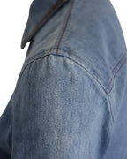 Chloe Belted Midi Shirt Dress in Blue Cotton Denim