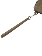 Fendi FF Logo Flat Leather Clutch Bag Beige
