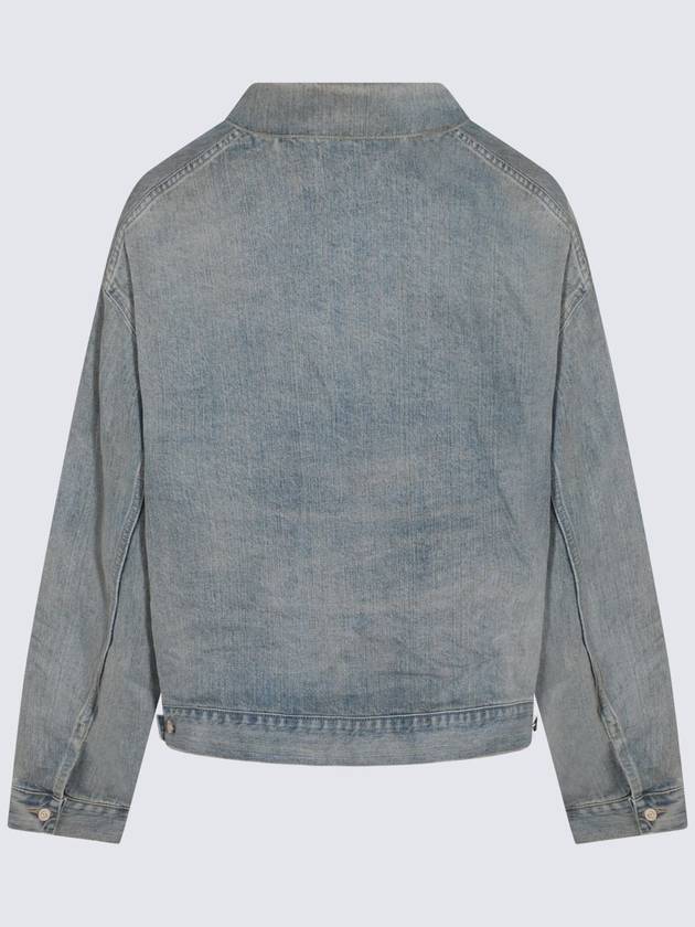 Balenciaga Off-Shoulder Denim Jacket Blue
