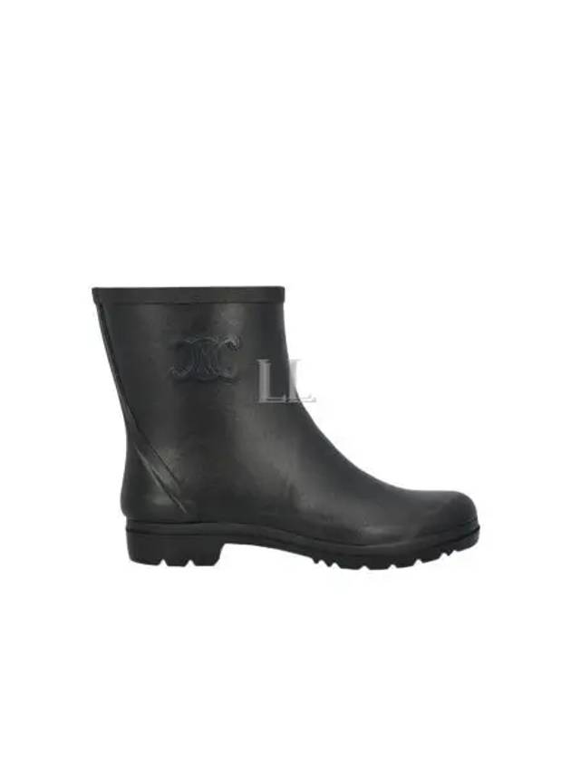 CELINE Logo Patch Natural Rubber Mid Rain Boots Black