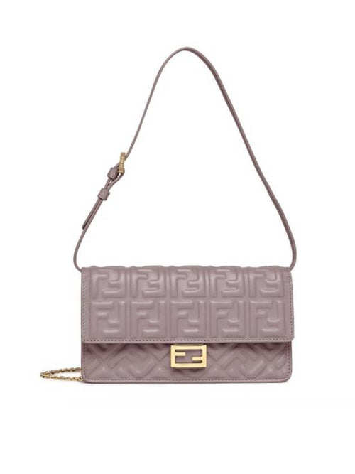 Fendi FF Baguette Nappa Leather Long Wallet Pink