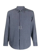 Fendi Men's Silk Long Sleeve Shirt Blue