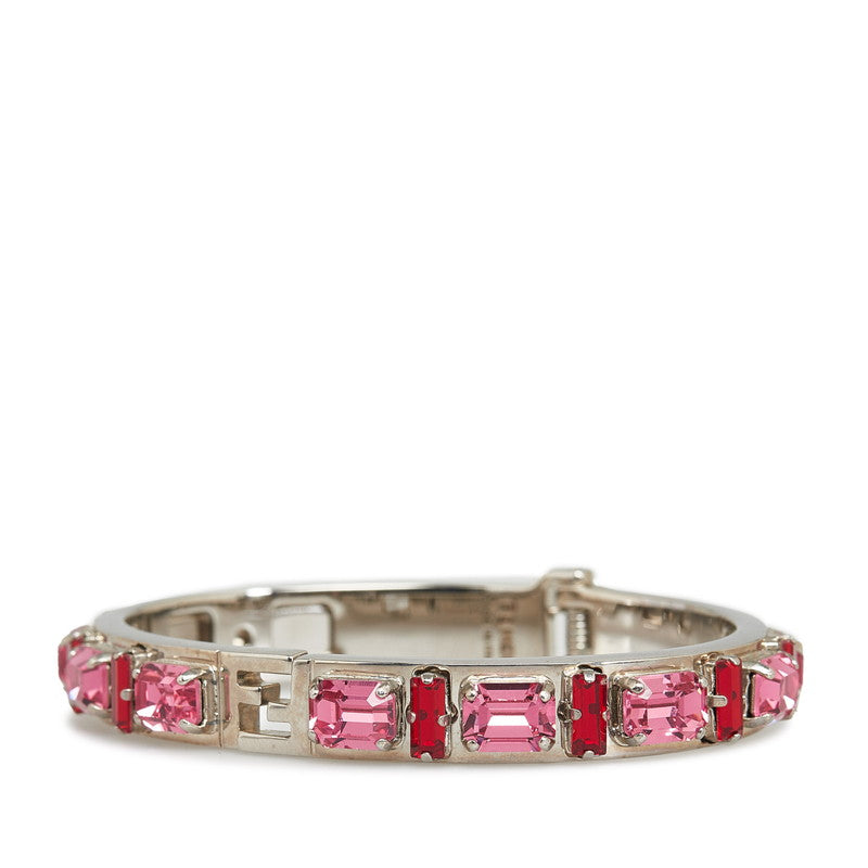 Fendi Colourstone Bracelet Bangle Silver Pink Metal  Fendi