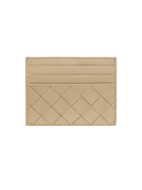 Bottega Veneta Intrecciato Leather Card Wallet Taupe
