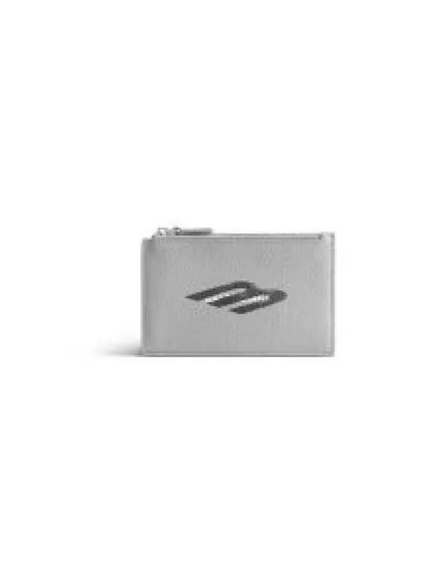Balenciaga Logo Zipper Card Wallet Heather Grey