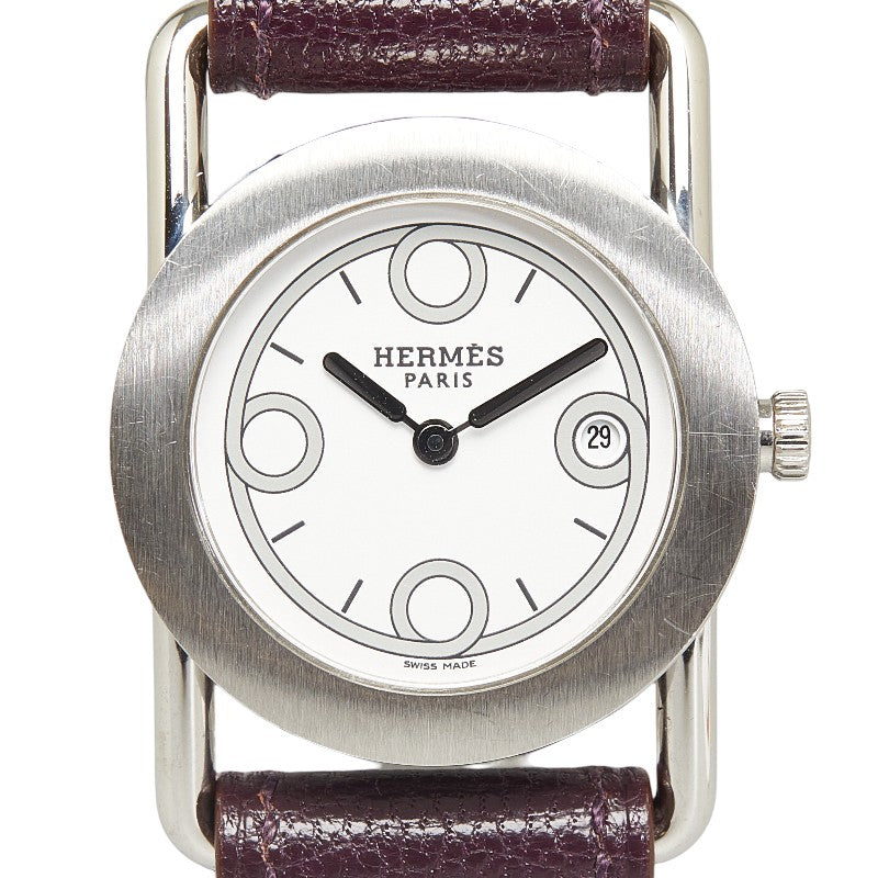 Balenciaga Hermes  Rond Brick  BR1.210 Quartz White Dial Stainless Steel Leather  Hermes