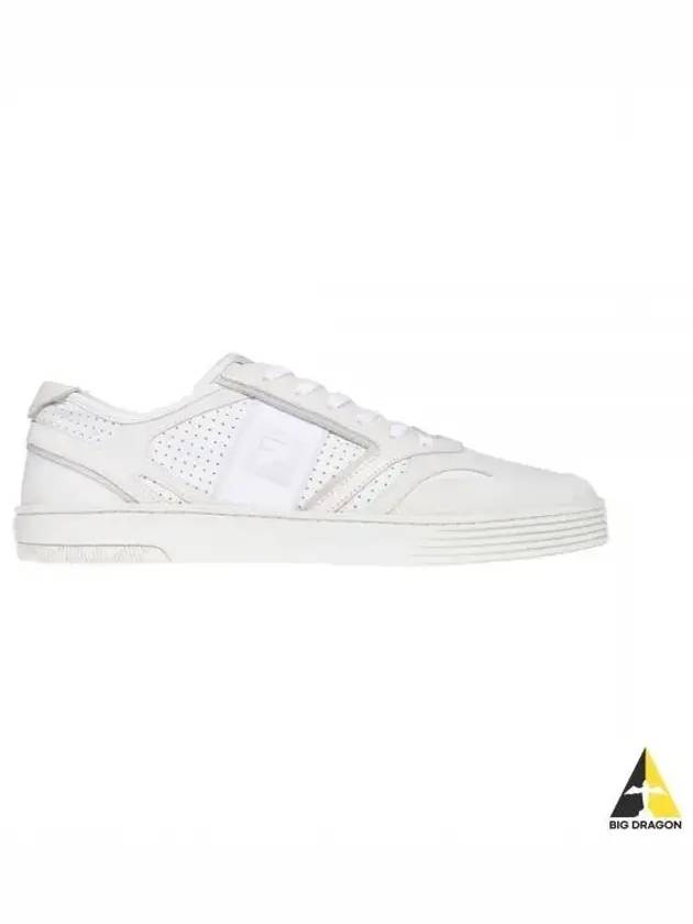 Fendi Step Leather Low Top Sneakers White