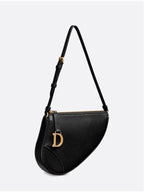 Saddle Rodeo Goatskin Pouch Bag Black Dior