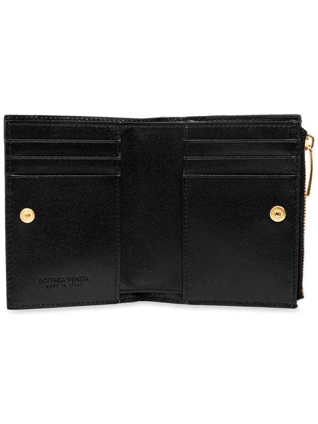 Bottega Veneta Intrecciato Small Leather Half Wallet Black