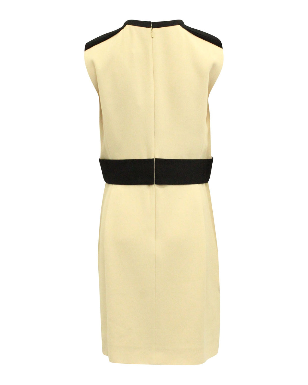 Chloe Two-Tone Sleeveless Keyhole Dress in Beige Viscose