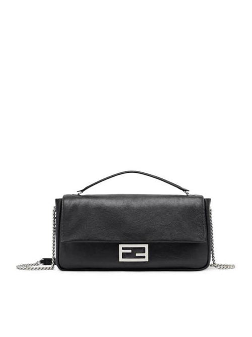 Fendi Baguette Chain Large Shoulder Bag Black