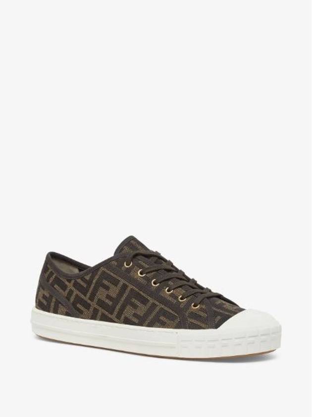 Fendi FF Motif Jacquard Low-Top Sneakers Brown