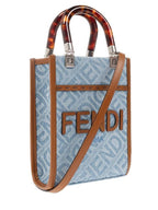 Fendi Mini Sunshine Denim Shopper Bag Blue