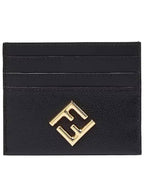 Fendi Logo Diamond Card Wallet Black