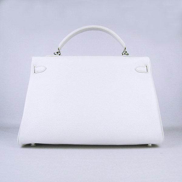 Hermes Kelly 35cm Togo Leather Handbag White/Silver