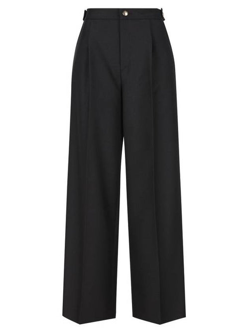 CELINE Taillat Flare Leg Mohair Wool High Waist Pants Black