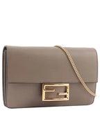 Fendi FF Buckle Flat Baguette Small Cross Bag Grey