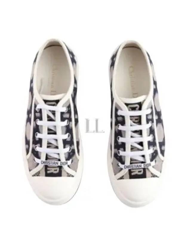 Walk'N'Dior Platform Macrocannage Motif Embroidery Cotton Low Top Sneakers Deep Blue Dior