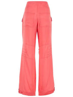 Fendi Women's Viscose Shiny Cargo Straight Pants Pink