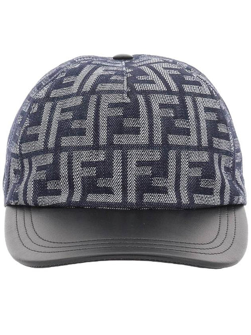 Fendi FF Jacquard Denim Ball Cap Dark Blue