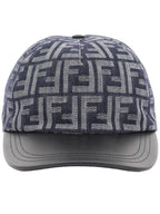 Fendi FF Jacquard Denim Ball Cap Dark Blue