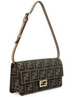 Fendi Baguette FF Fabric Shoulder Long Wallet Brown