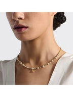 Petit CD Treasure Resin Pearl Necklace Gold Dior