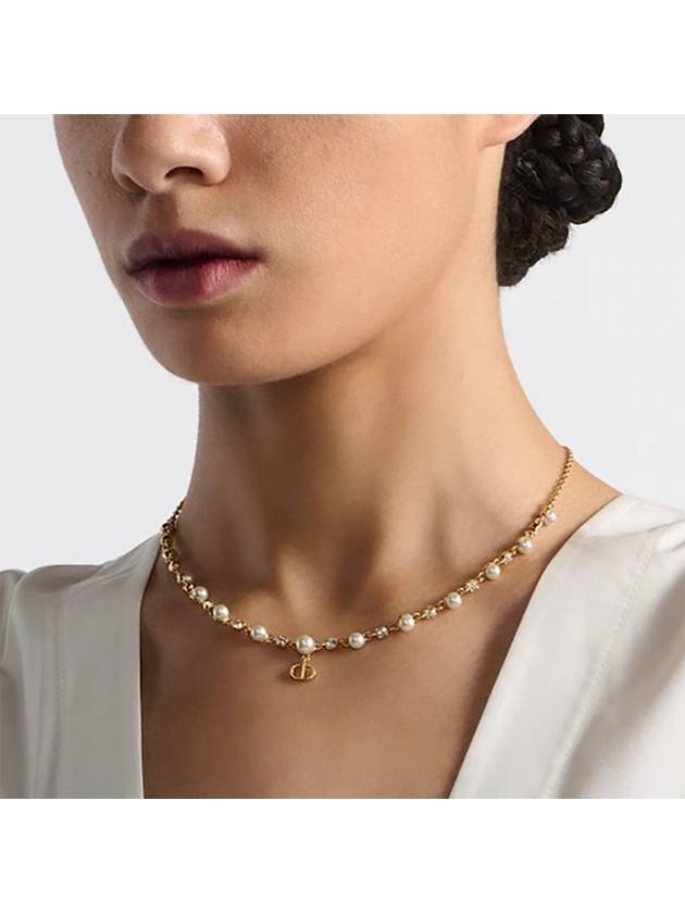 Petit CD Treasure Resin Pearl Necklace Gold Dior