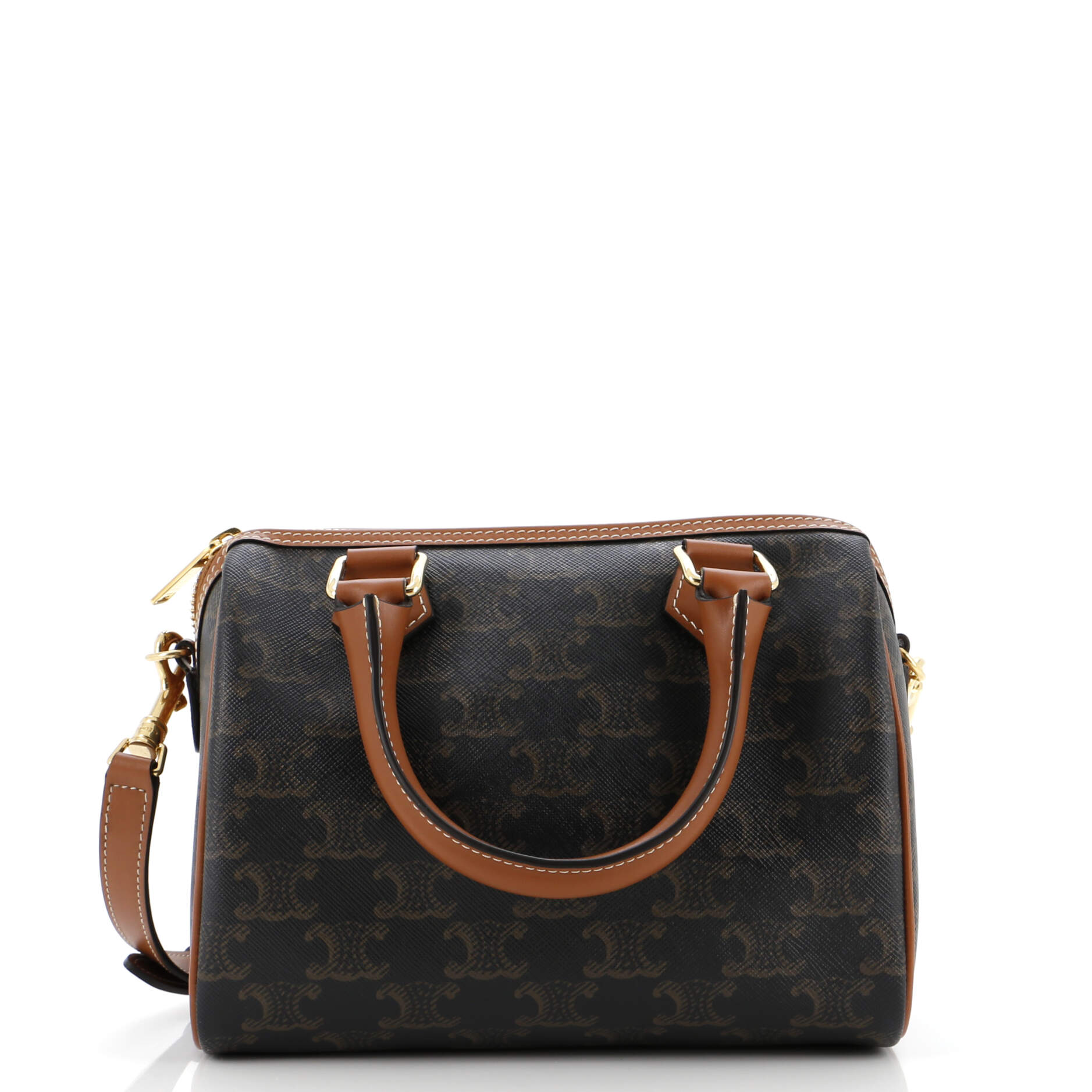 Celine Boston Bag Triomphe Coated Canvas Small
