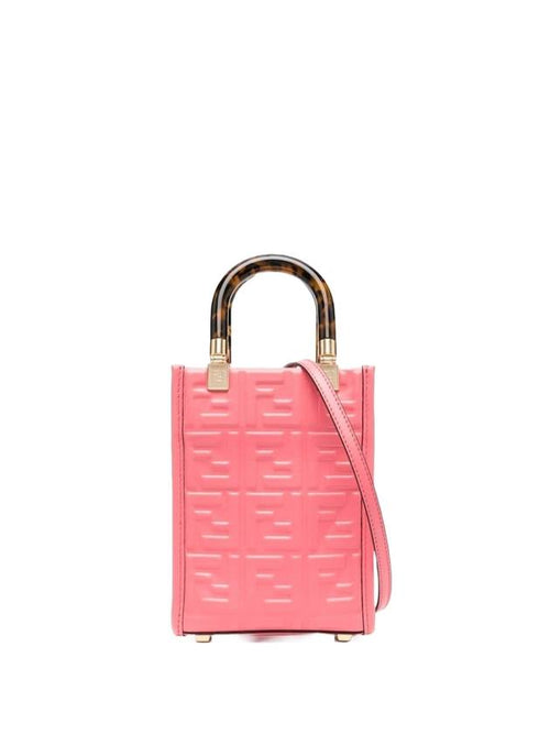 Fendi Sunshine FF Motif Small Leather Tote Bag Pink