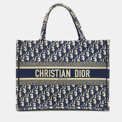 Dior Christian Blue Oblique Canvas Book Tote Bag