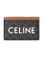 CELINE Triomphe Canvas Logo Card Wallet Tan