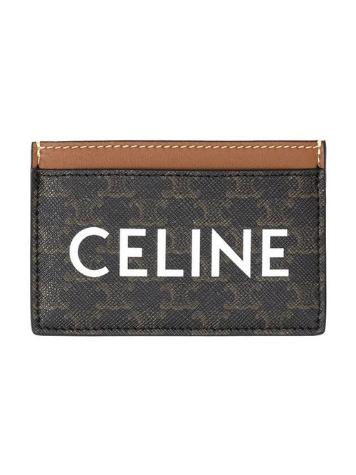 CELINE Triomphe Canvas Logo Card Wallet Tan