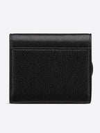 Saddle Lotus Goatskin Half Wallet Black Dior