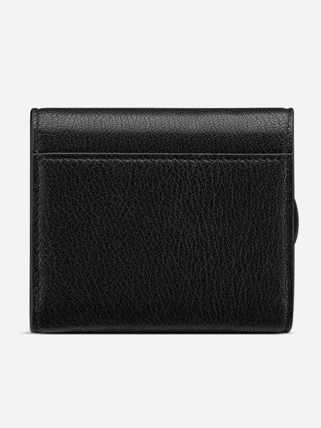 Saddle Lotus Goatskin Half Wallet Black Dior