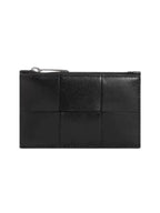 Bottega Veneta Intrecciato Zipper Card Wallet Black