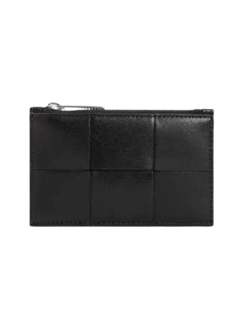 Bottega Veneta Intrecciato Zipper Card Wallet Black