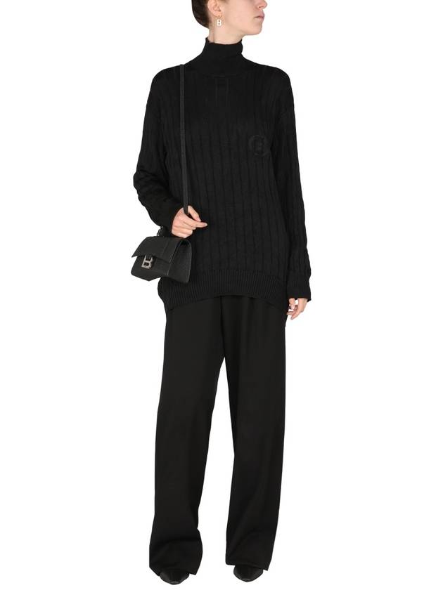 Balenciaga silk oversized turtleneck black