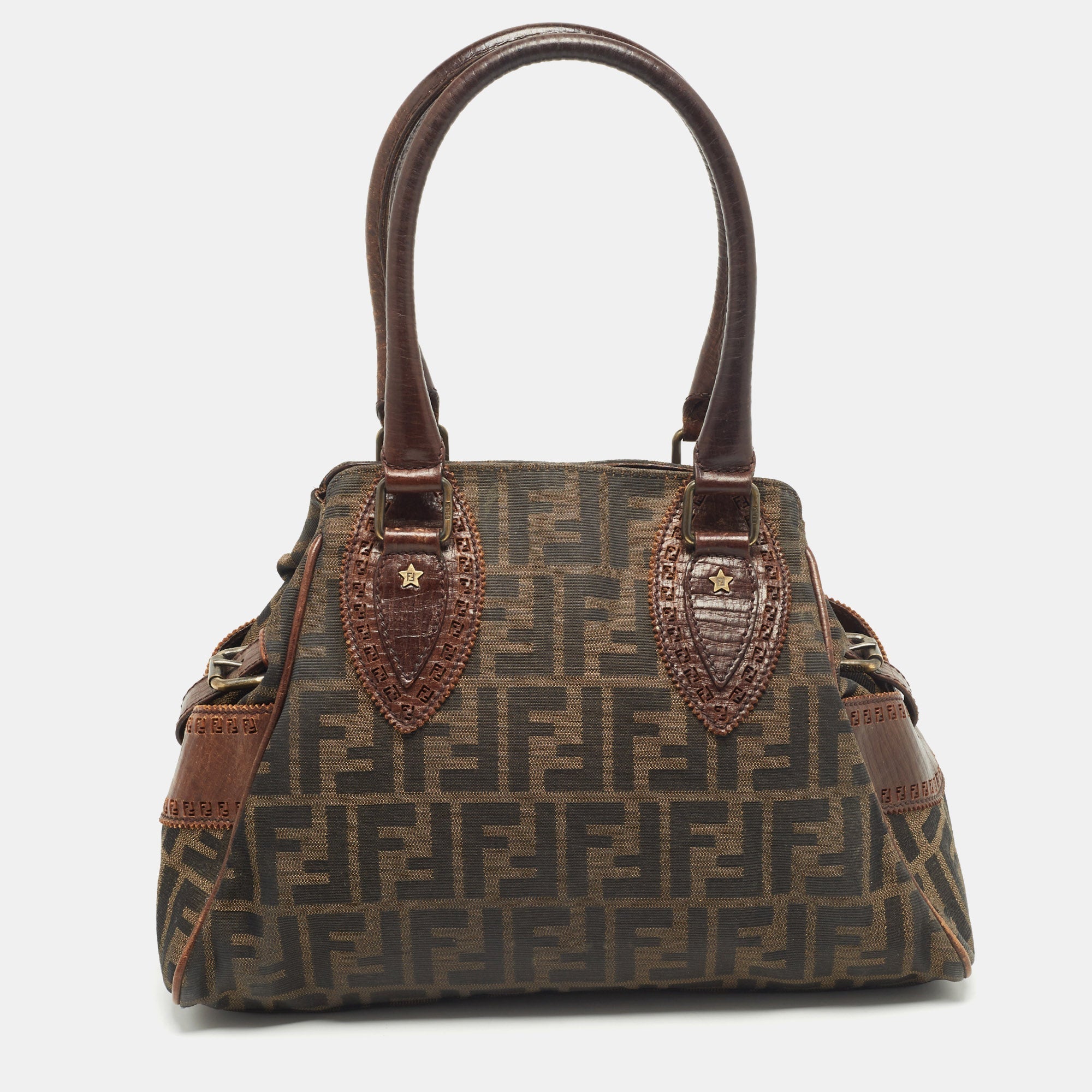 Fendi Zucca Canvas And Leather Chef De Jour Bag