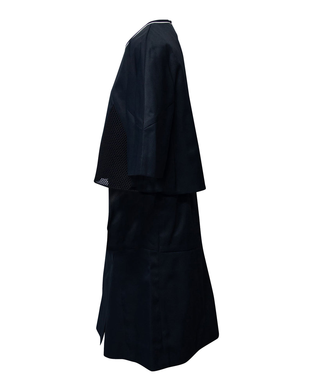 Fendi Dress with Cape and Mesh detail in Navy Blue Polyamide