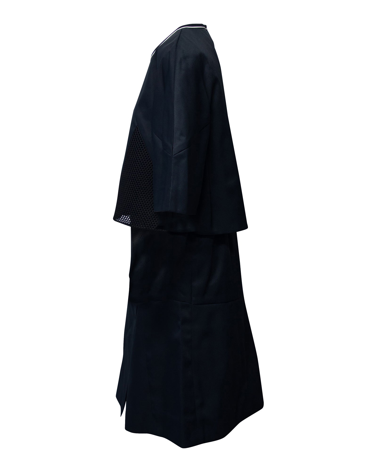 Fendi Dress with Cape and Mesh detail in Navy Blue Polyamide