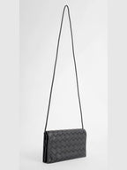Bottega Veneta Intrecciato Strap Long Wallet Black