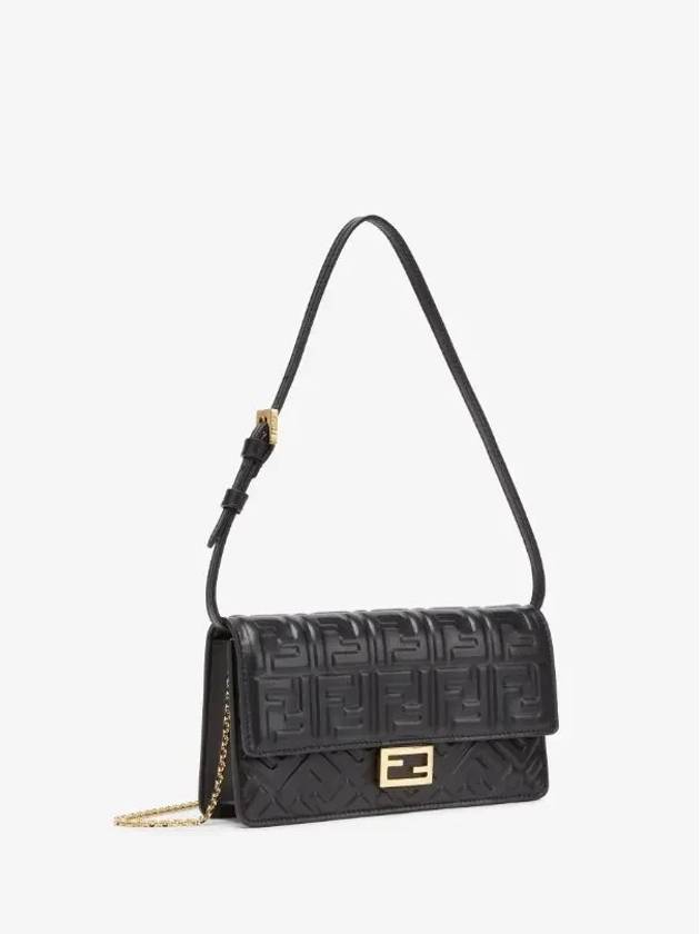 Fendi FF Baguette Nappa Leather Long Wallet Black